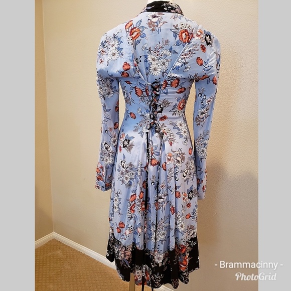 Anthropologie Maeve Leyster Floral Tie Shirt Dress - Picture 3 of 8